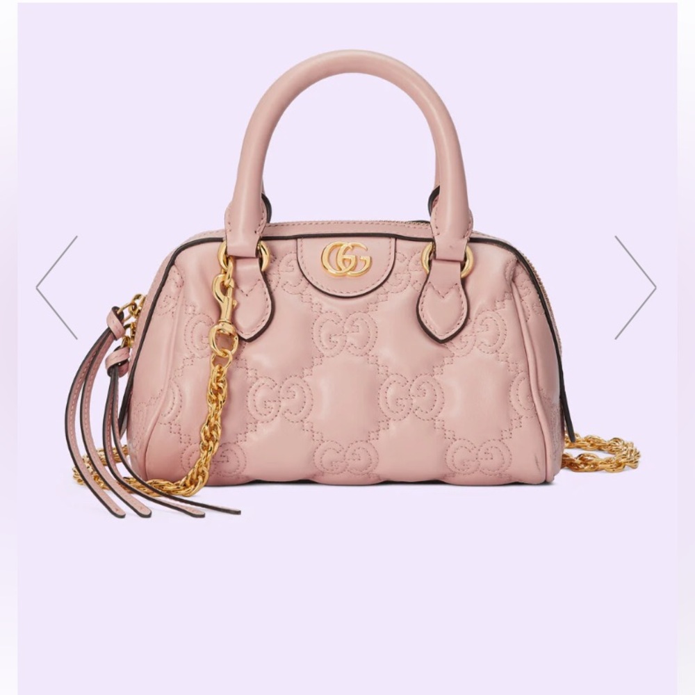 Gucci GG matelassé mini bag in pink leather - Picture 1 of 15